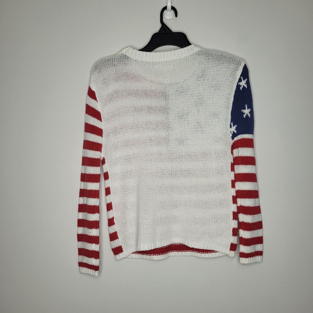 Grayson Threads USA red white blue flag patriotic open knit sweater x small NWT - Picture 2 of 6